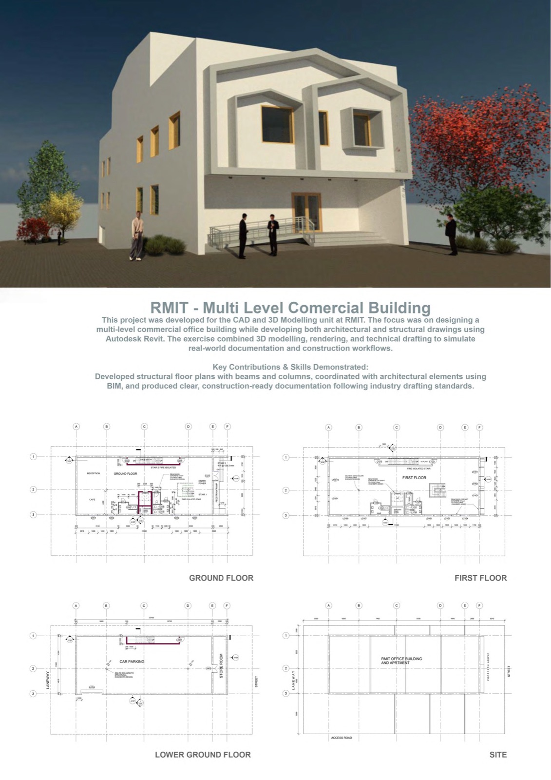 Multi-Level Commercial Building - Mixed-Use Revit BIM