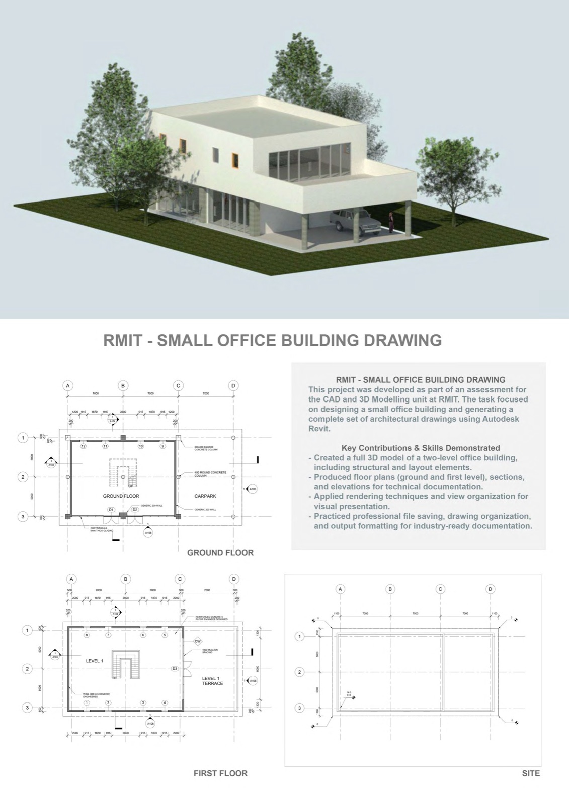 Small Office Building - Two-Level Commercial Revit
